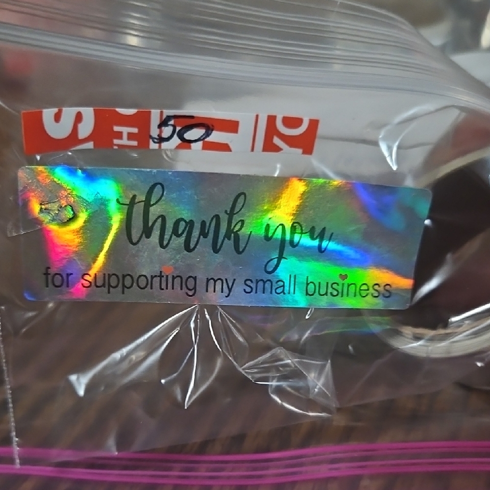 50 STICKERS ROLL - "Thank You for Supporting My Small Business" - 3" Halographic